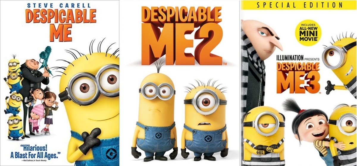 DESPICABLE ME TRILOGY One 1 Two 2 Three 3 DVD Set Steve Carell New