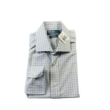 Polo Ralph Lauren White Blue Black Check Regent Cotton Button Front 16.5 NWT