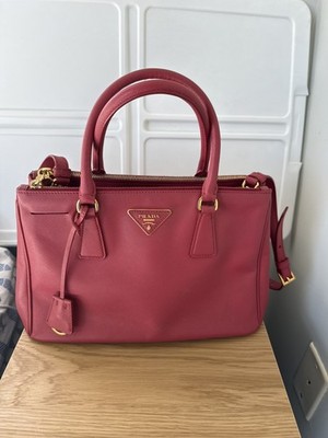 AUTHENTIC PRADA Galleria Red Saffiano Leather Tote Bag Authentic Gold Hardware 