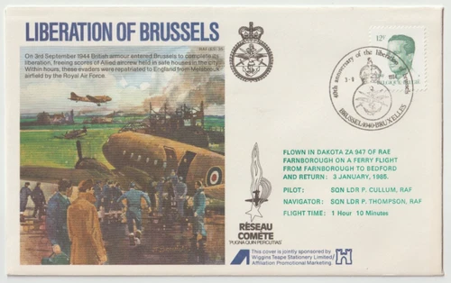 3/9/1984 Belgium Flown Cover - RAF (ES) 35 - Liberation of Brussels