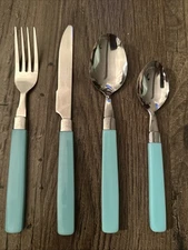 ANNOVA Silverware Stainless 4-Cutlery Flatware Turquoise 4 Piece Place Setting