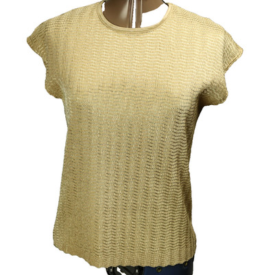 Kim Rogers Lightly Irridescent Textured Shirt Short Sleeve Yellow/Gold PM