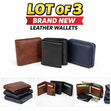 Lot of 3 Leather Wallets  Assorted Styles  Colors  Brand New