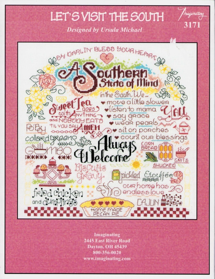 Cross Stitch Imaginating Visit the South Pattern Pie Fried Chicken Poboy - Image 2 of 2