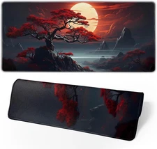 Darkness Red Moon Desk Mat Japanese Mouse Pad, Large Large, 