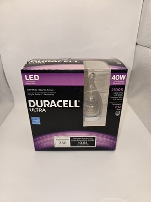 Duracell Ultra LED Clear Candelabra Bulb Dimmable E12 2700k Soft White 3.3W/40W