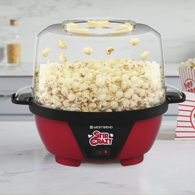 Brand New West Bend Stir Crazy Popcorn Maker 6-Qt 850W Red w/ Serving Bowl 6QT