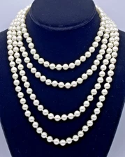 Charter Club Imitation Pearl 72" Long Strand Necklace 6mm Created for Macy's NOS