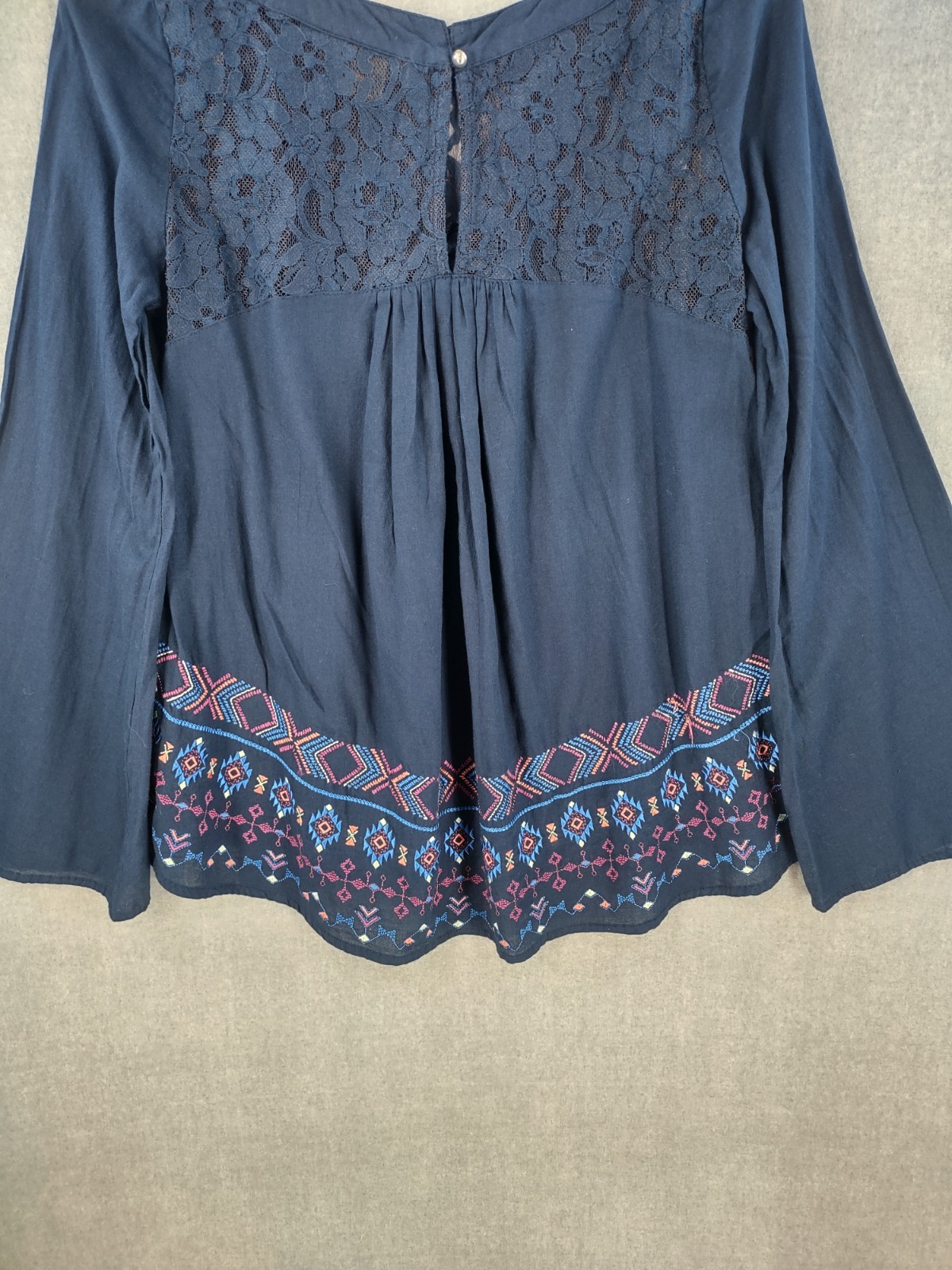 Rock Roll Cowgirl Top Small Blue Embroidered Lace… - image 11