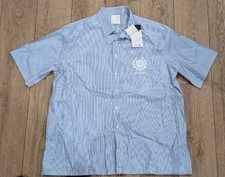 790 Mens GIVENCHY Crest Striped SS Button Up Shirt Light Blue 39 US 15.5