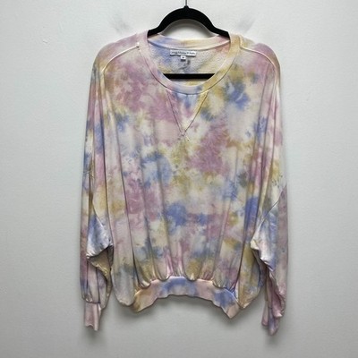 Young Fabulous & Broke Womens Purple Cream Juliette Tie Dye Pastel Sweatshirt M