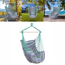 Hammock Hanging Rope Chair Porch Swing Seat Patio Camping Portable + 2* Pillow