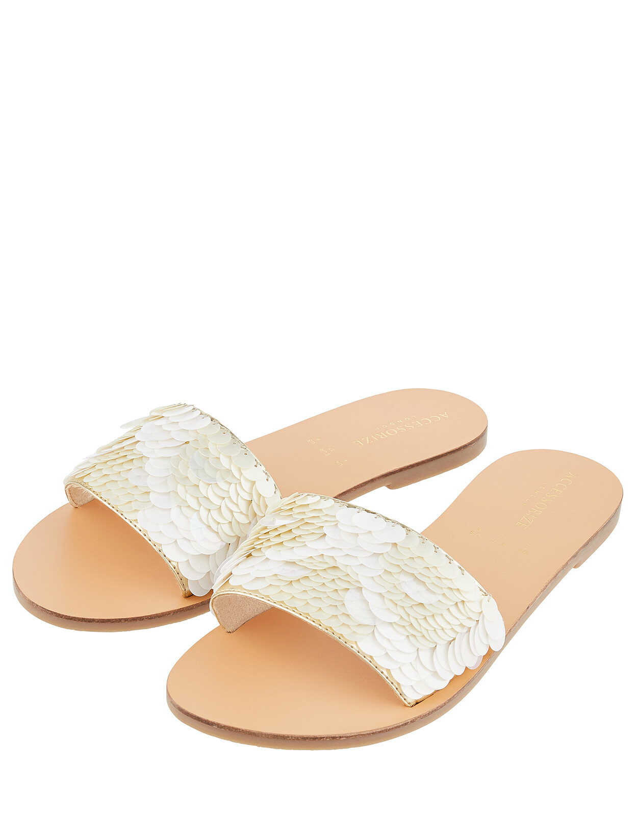 ACCESSORIZE ATLANTA SEQUIN SLIDERS CREAM WHITE SANDALS SHOES FLATS 41 8 10  | eBay