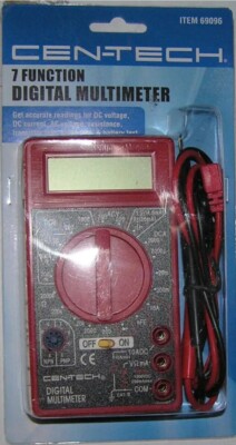 Cen-Tech 7 Function Digital Multimeter Tester AC/DC LCD New 