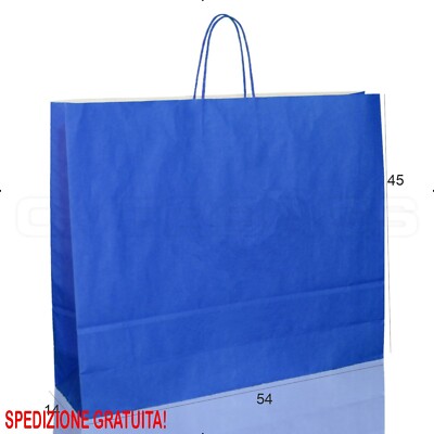 Borse Shopper In Carta Kraft Nera - Confezione Da 50, Manico Cordino, Personalizzabili, Misure 42x13x37 Cm