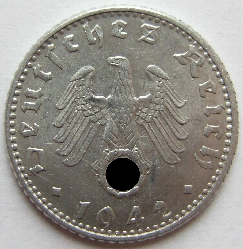 Moeda Império Alemão 3º Império 50 Reichspfennig 1942 E em Não Circulada - Imagem 2 de 2