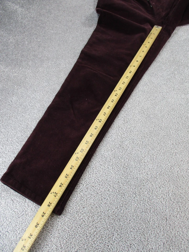 Pantalones Banana Republic Mujer 26 Púrpura Rojo Pana Botón Mosca Calce Ajustado Foto 4 de 4