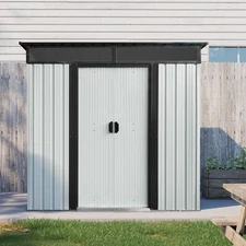 Outdoor 6x5 FT Metal Storage Shed Tool Sheds w/ Lockable Sliding Door for Garden