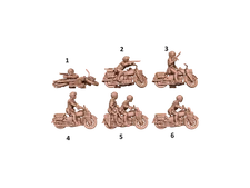 Motorcycles - 6 styles - US Army - Resin 28mm - Eskice Miniature - War Games - B