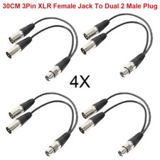 4PC XLR 3pin 1 FEMALE jack to 2 MALE Dual Plug Y SPLITTER Mic Cable Adaptor 12IN