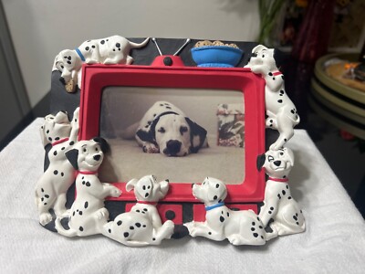 Vtg Disney 101 Dalmations Dog Photo Frame Puppies Cookies TV Holds a 3x5 Picture