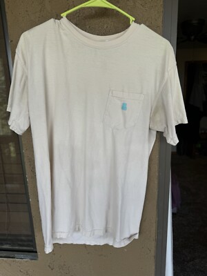 Teddy Fresh T-Shirt Men's M Ivory Solid Pocket Logo Crew Neck 100% Cotton