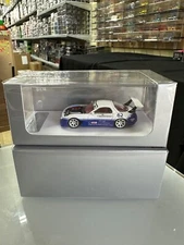 MAZDA RX-7 BLUE & WHITE 1/64 SCALE DIECAST CAR MODEL BY DCM MODELS