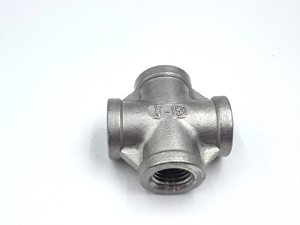 STAINLESS STEEL 4 WAY 1/4" NPT PIPE CROSS UNION HEAVY DUTY CAST CLASS 150 - Image 3 of 4