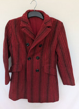 Dale Of Norway Coat Womens Uk 8 Red Wool Knit Overcoat Collared Button Vtg S