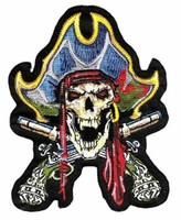 AufnäHer Patch Pirat Pistolen Totenkopf Skull 13 X 10 Cm