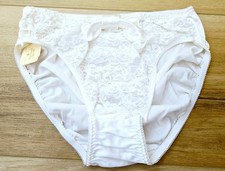 NWT Rare Vintage Victoria's Secret White Silky Satin Lace Bikini Panties Bow M