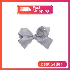 5.5 Inch Grosgrain Hair Bow Clip For Woman And Girls Grey