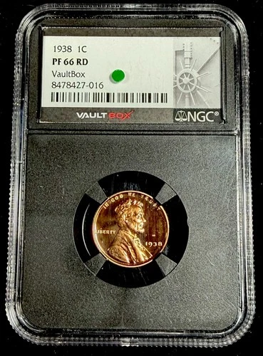1938 NGC PF66RD Lincoln Wheat Penny Cent Gem Proof Vault Box