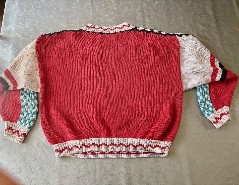 Absolutamente SIN JEANS Suéter Vintage Años 80 TALLA ÚNICA Se Ajusta a Cárdigan Tejido Más Exótico Foto 4 de 4