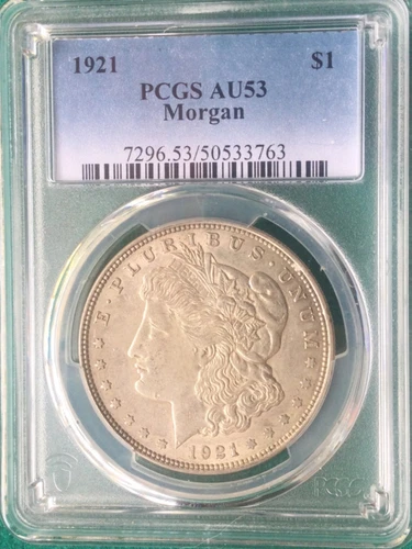 1921 Morgan Silver Dollar Graded by PCGS AU53 - Nice Coin