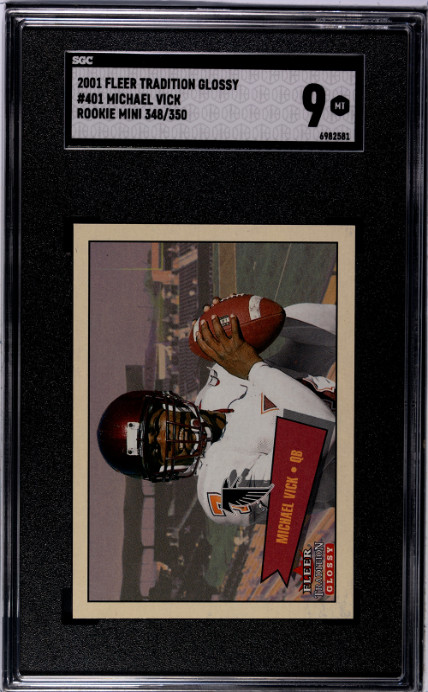 2001 Fleer Tradition Glossy #401 Michael Vick Rookie Mini #/350 MINT SGC 9