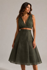 D&G Dolce Gabbana Green Organza/ 100 % Silk Dress 42/XS