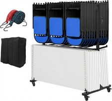 Folding Chair Cart Storage Rack w/ Wheels for 80 Chairs of 800Lbs w/ Rain Cover