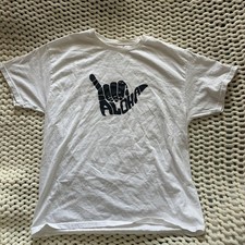Aloha Shaka Hang Loose Shirt Mens Large White Surf Hawaiian Beach Graphic Tee