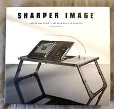 NEW in Box SHARPER IMAGE Laptop and Tablet Tray with Built-In Charger 204819