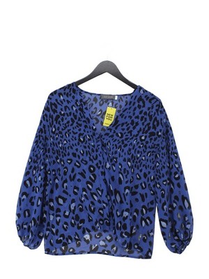Neuwertiges Samt Damen Top UK 8 Blau 100% Polyester Basic