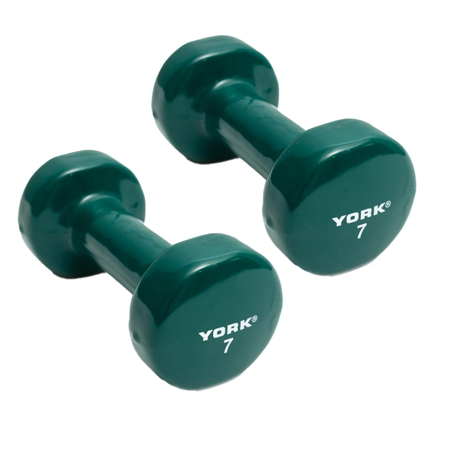 York Barbell Vinyl Coated Fitbell Dumbbell 7LB Pack2 Durable Anti-Roll Anti-Slip