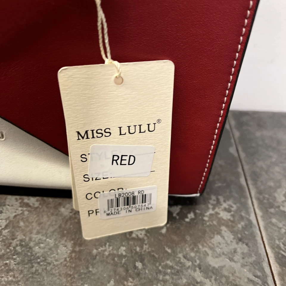 LB2008 - BOLSO BANDOLERA MISS LULU PANEL CONTRASTE - ROJO Foto 3 de 4