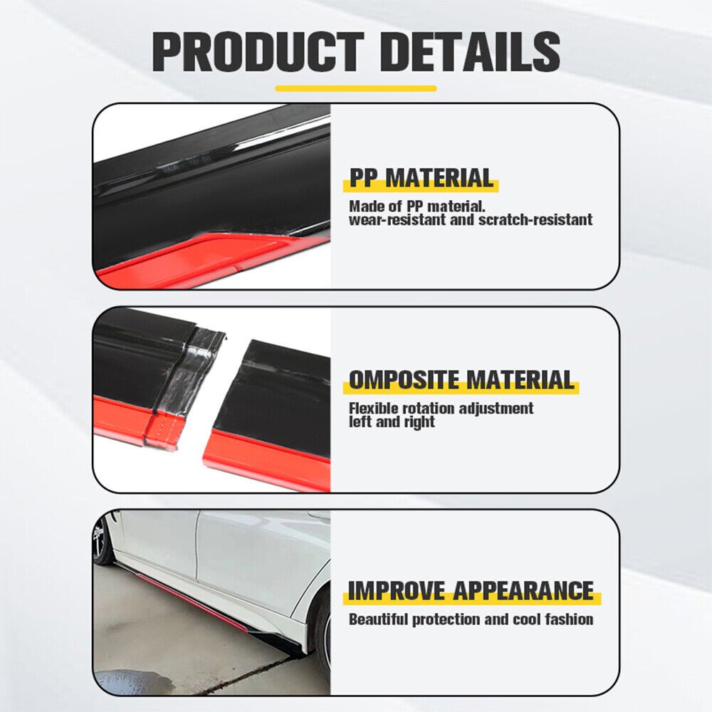 Glossy Black Look 86.6" Side Skirt Extension Spoiler Splitter For Maserati G