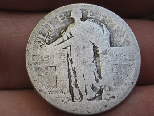 Dateless Silver Standing Liberty Quarter, Type 1 Variety Minted in 1916 and 1917