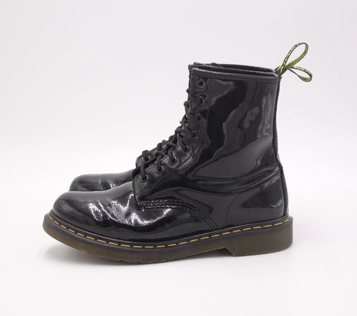Womens black patent clearance leather combat boots