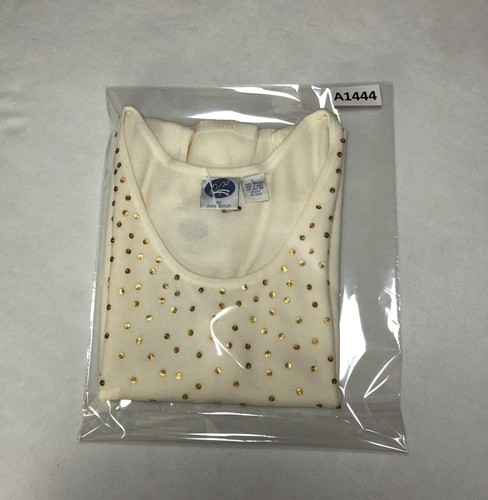 DG2 by Diane Gilman Womens Acrylic Sleeveless Top Size L Ivory Sequins NWT - Picture 9 of 9