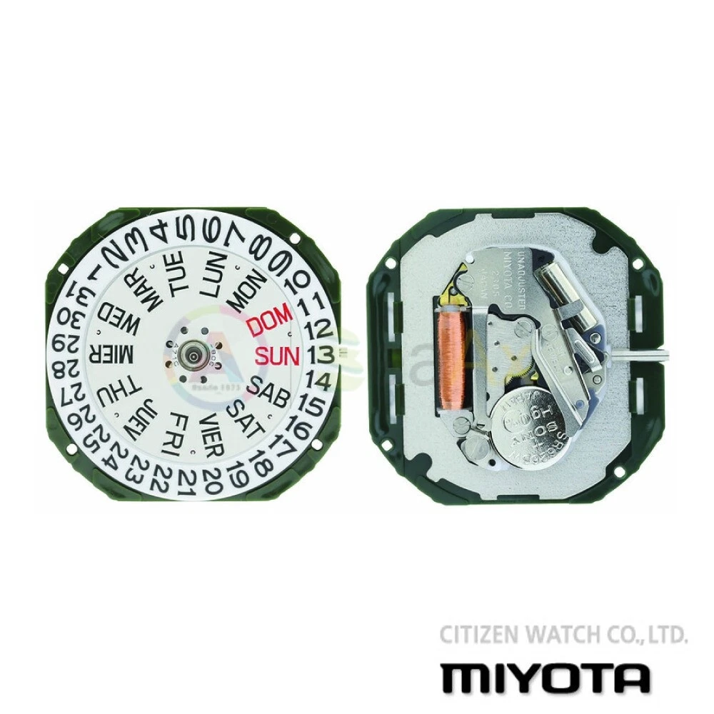 Quartz Movement Miyota 2305 Three Spheres With Double Date H3