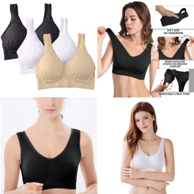 US 2 Pack Women's Padded Sports Bra High Impact Seamless Bralette Plus Size