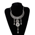 Indian Style New Moon Shape Silver Metal Necklace Pendant Collar Statement